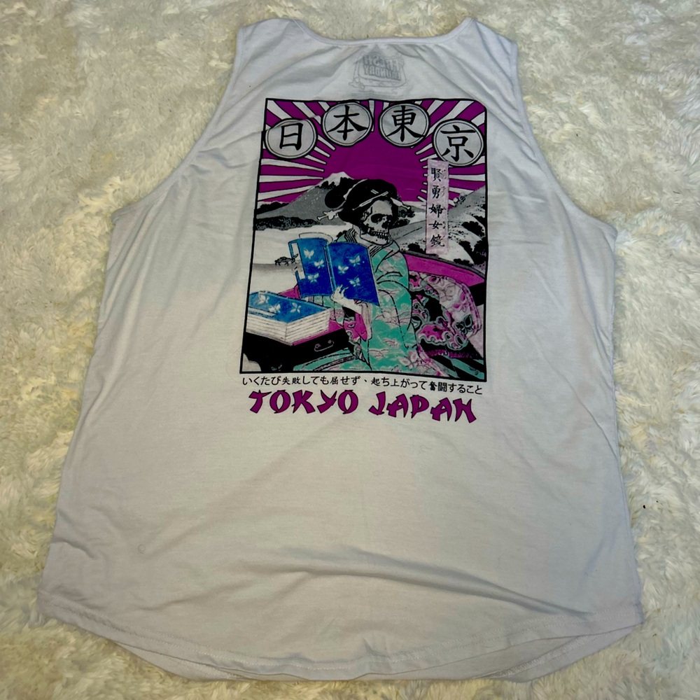 Men’s casual tank top - Japanese themed - XL - primary white